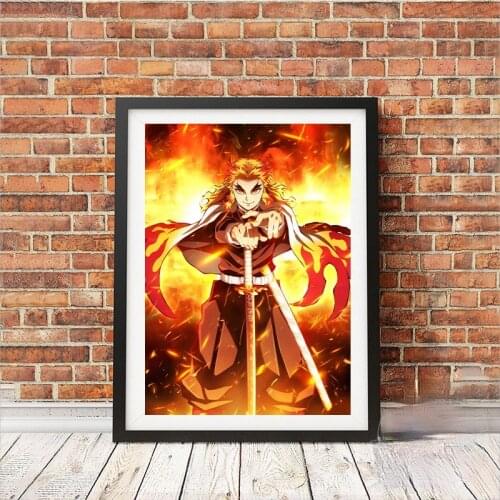 Self-adhesive Wall Stickers Painting Demon Slayer Anime Poster Pictures Wall Decor Wall Art Posters and Prints Home Decoration