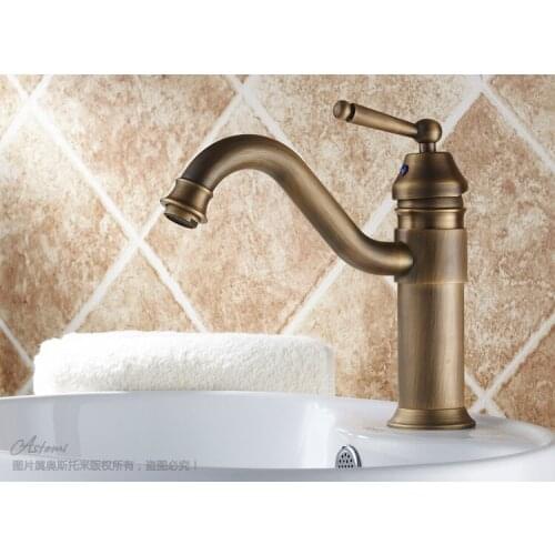 Lavatory Faucets Copper antique basin fashion hot and cold faucet rotating