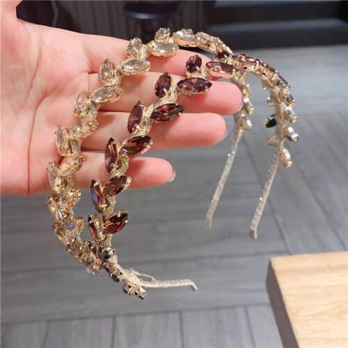 Rhinestone Crystal Baroque Hairbands For Women Hair Accessories Korea Headband for Girls Crown Flower Headbands Head Wrap