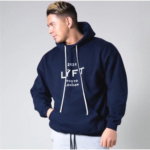 New Spring Autumn Tokyo&London Letter Print Running Mens Hoodies Fitness Casual Hooded Jogging Sweatshirt Male Pullover