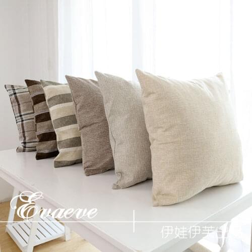 Thickened Cotton Linen Geometric Sofa Pillow Cover British Lattice Cushion Cover Home Decor Throw Pillowcase 40*40/45*45/50*50cm
