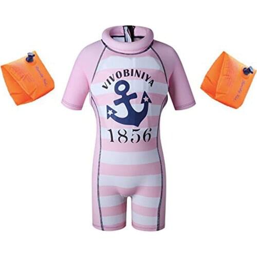 Vivobiniya Boys One-Piece Flotation Swimsuits Toddler Girls Buoyancy Swimwear Kids Life Vest Bathing Suit Arm Floating Rings