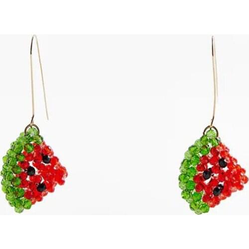 ZA Summer Geometric Acrylic Handmade Fruit Beaded Earrings For Women Trendy Long Cute Watermelon Earring Fashion Jewelry Gifts