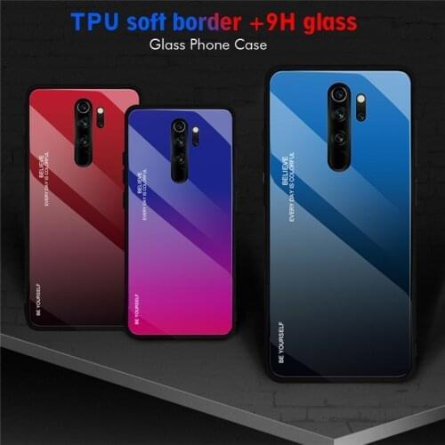10pcs/lot Gradient Tempered Glass Protective Back Cover Phone Case For Xiaomi CC9 CC9e A3 9 Lite For Redmi Note 8 Pro 7 7A GO