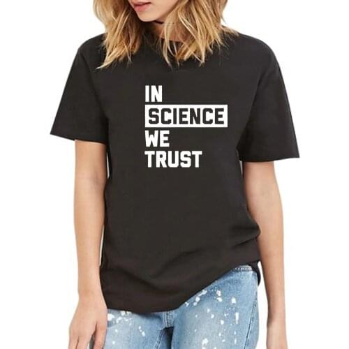 IN SCIENCE Printed Short Sleeve T-shirt Women Summer O-neck Cotton T Shirt Women Casual Loose Tee Shirt Femme Black & White