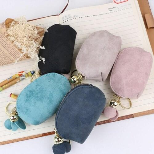 Ladies Fashion PU Leather Mini Wallet Card Key Holder Zip Coin Purse Floral Pendant Clutch Bag Small Handbag Bag