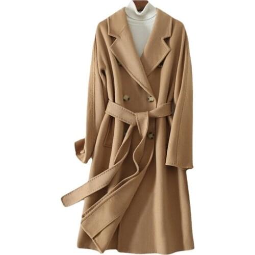 2021 autumn winter wool tweed coat womens double-sided wool tweed coat double breasted long loose clothes