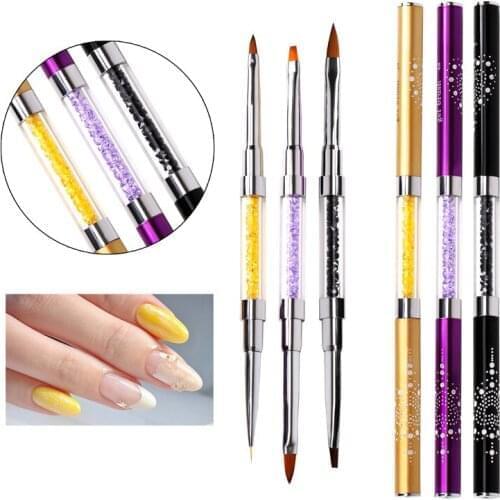 1PC Nail Art Brush Carving Pen for Nails Design DIY Tools Manicure Liner Pen Double Heads UV Gel Sequins Handle Usage Nail Tool