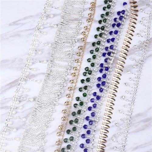 1 Yard Fashion Bridal Rhinestone Tassel Trimmings Dangle Crystal Silver Metal Chain For Wedding Dress Headwear Decoration
