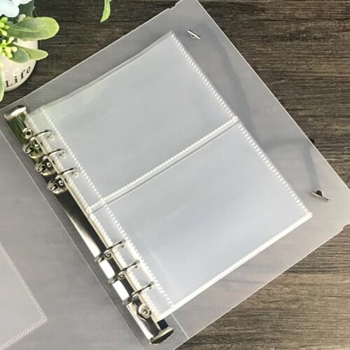 10pcs/set A5 Binder Card Holder PVC Pouch 6 Holes Transparent Bags Card Bags Loose Leaf Storage Organizer Card Holder Pockets