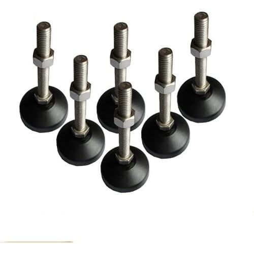 10PCS/LOT Nylon Feet Cup Diameter 50mm Adjustable Glides Furniture Legs M8x50/80 M10X50/80 M12X50/80mm Leveling Foot Mount Pad