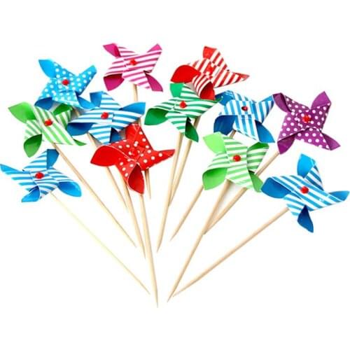 12 Pcs Cake Toppers Delicate Mini Windmill Fashion Cake Picks Cake Decorating Toppers for Birthday Cocktail Party Wedding