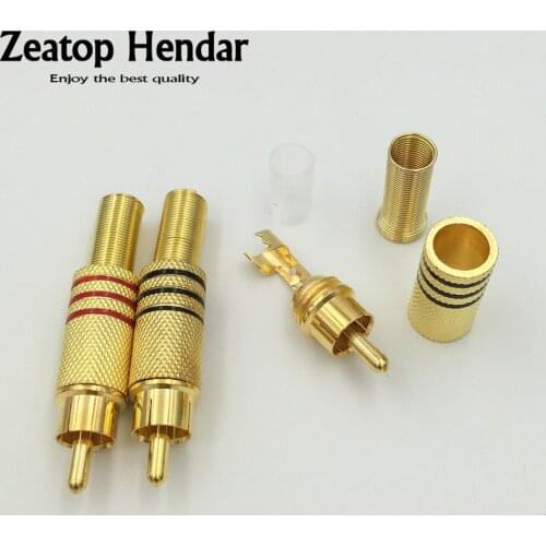 200pcs Gold Tone Male RCA Plug Audio Connector Metal Spring Adapter
