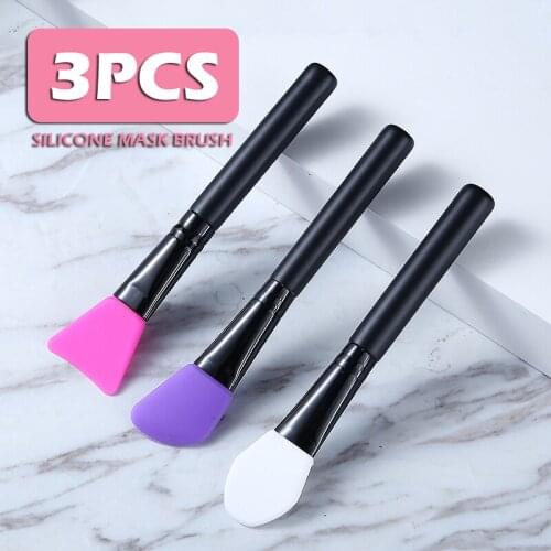 3Pcs Silicone Gel Face Mask Mud Mixing Brush Facial Skin Care Mask Stick Flat Head Makeup Brushes Tool 3Colors