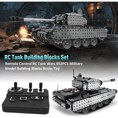952pcs Stainless Steel Assembly Remote Control Tank RC Military Tank Bricks Compatible With Model Building Block Christmas Gift