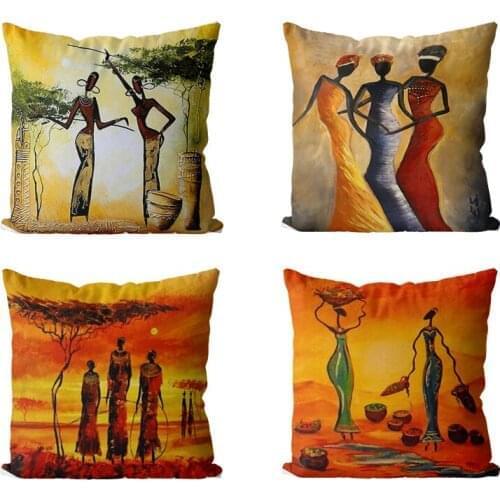 Africa Lifestyle Oil Painting Couch Pillowcase Sofa Exotic Decoration Living Room Dorm car office Decorative Cushion Cover