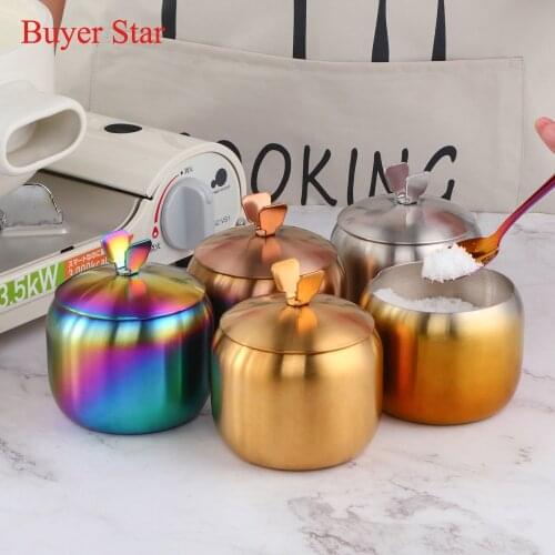 1/2PCS Stainless Steel Seasoning Pot Pepper Jar Spice Salt Sugar Bowl Container with Cover Tea Sauces Storage Can Home Supplies