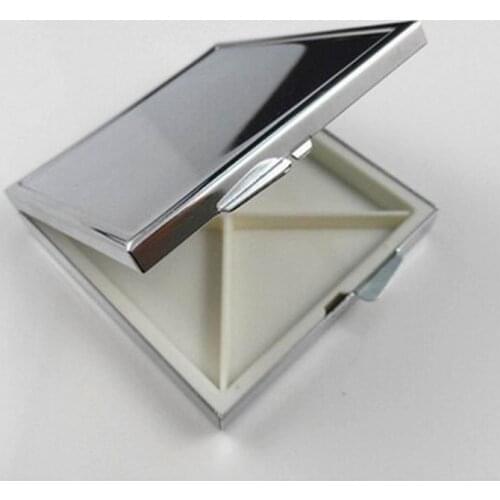Free Shipping 200 PCS Square Pill Boxes Blank DIY Metal Pill Container Storage Box 4 Compartments