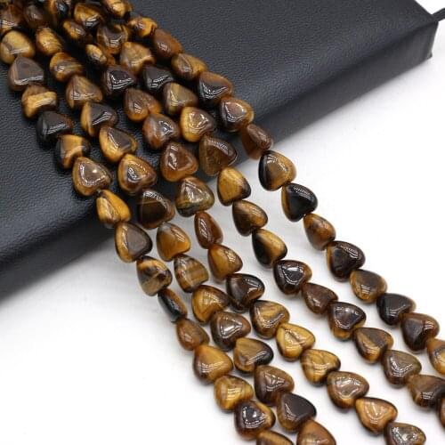 20pcs/lot Natural Tiger Eye Stone Beads Heart Shape Agates Loose Stone Beaded for Making Necklace Bracelet Accessories 10x10x5mm