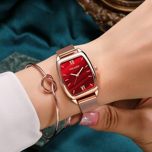 Malachite watch rectangular Japanese quartz movement slim ladies stainless steel mesh waterproof ROSE&BEE watch