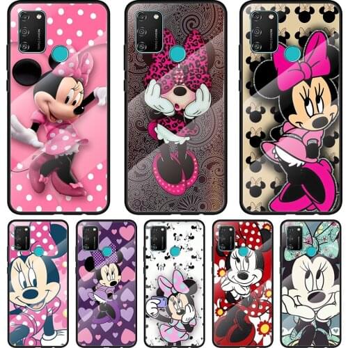 Minnie Mouse Tempered Glass Cover For Honor 30 20 10 9X 8X Pro Plus Lite Silicone Phone Case Coque