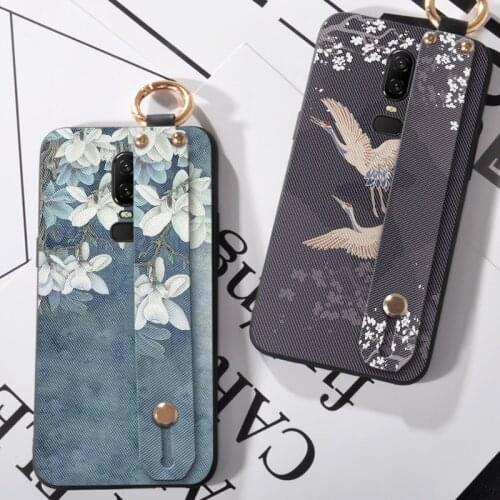 Wrist Strap Phone Cases For Oneplus 3T 5 5T Elegant Flower Coque Case For Oneplus 6 T 6T/ 1+6 Back Cover