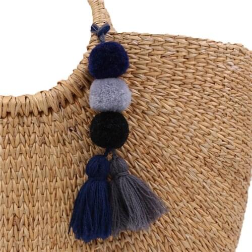 Colorful Keychain Tassel Pompom Pendant Key Chain Accessories Key Ring Women Bag Car Jewelry Trinket