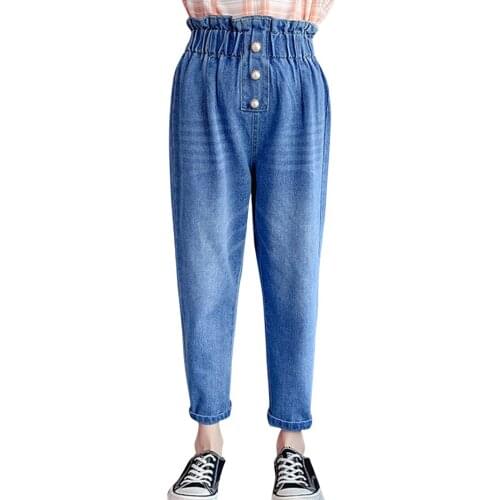 Girls Jeans Ruffles Childrens Jeans For Girl High Waist Childrens Jeans Spring Autumn Childrens Clothes 6 8 10 12 14
