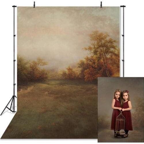 Photography backdrop forest oil painting abstract farm portrait background for classic photo studio vinyl floor photography prop