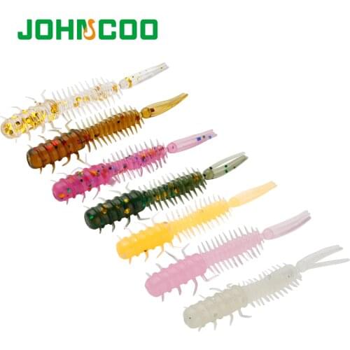 JOHNCOO 50pcs Shrimp Bait Fishing Lures 45mm 0.4g Soft Silicone Swim Worm Shrimp Bass Peche Gear Trout Jig Lure Fishing Tackle