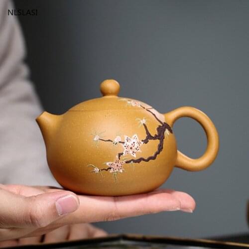 Chinese Yixing tea pot Boutique purple clay Xishi Teapot Ore beauty kettle Master handmade Teaware Tea ceremony supplies 210ml