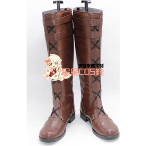 God Eater Ciel Lu Brown Long Halloween Cosplay Shoes Boots X002