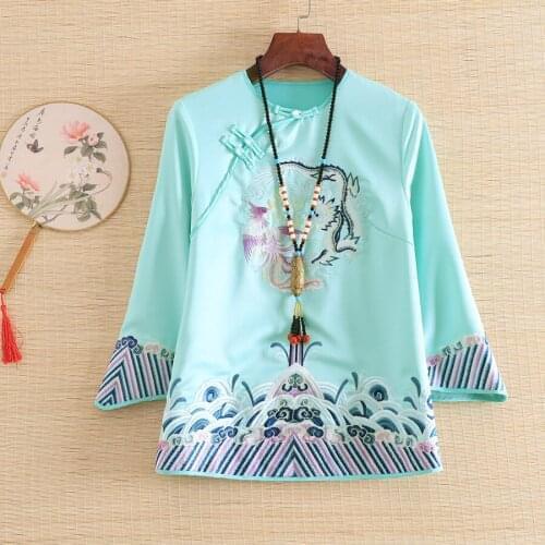 Embro Mill autumn Women jacket top Chinese Style Retro embroidery Phoenix propitious cloud elegant loose lady coat female S-2XL