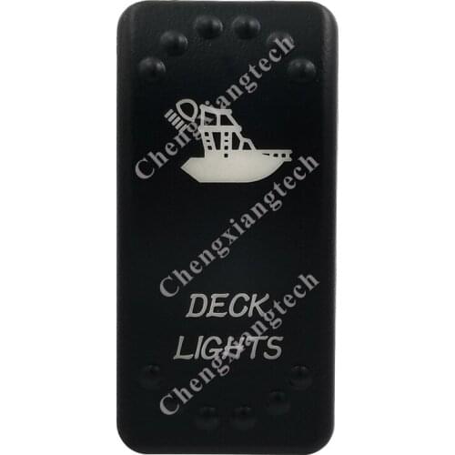 Laser Etched -DECK LIGHTS- Led Backlit Rocker Switch Cap for Car Boat Truck Rv Switch Auto DIY Replacing, Cover Only