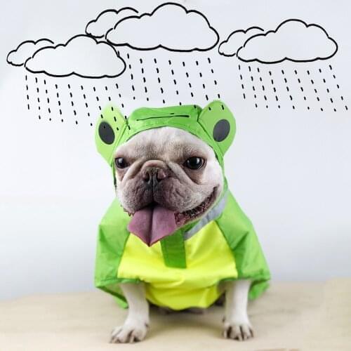 Frog Shape French Bulldog Waterproof Raincoat Pet Dog Clothes for Small Dogs Clothing Pug Costume Reflective Strip Rainsuit