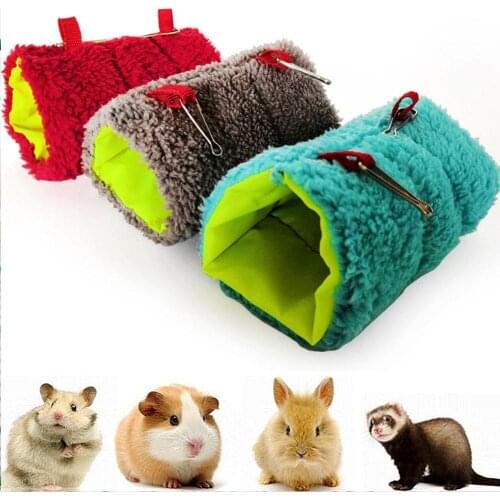 Small Pet Hamster Cage Warm Tunnel Hammock Hanging Bed Ferret Rat Paul Hamster Bird Squirrel Cave Hut Cage Hamster Accessories