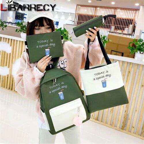 Fashion Letter Design Womens Backpack Panelled Designer Ladies School Backpack High Quality Canvas Teenager Bookbag Sac Femme