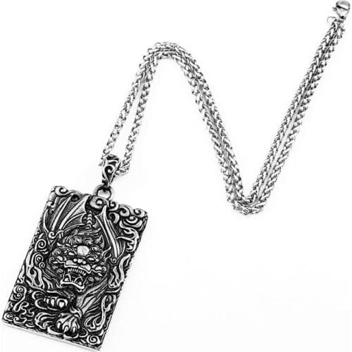 Men 2019 Newest Amulet Necklace Pendant for man Hot Ethnic Kylin Titanium Steel Chinese Personality Jewelry
