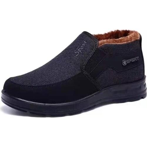 Mens Shoes 2021 Winter Warm Cotton Shoes Jacket Non-Slip Plus Velvet Soft Soled Short Boots Mens Outdoor Leisure Sports Shoes
