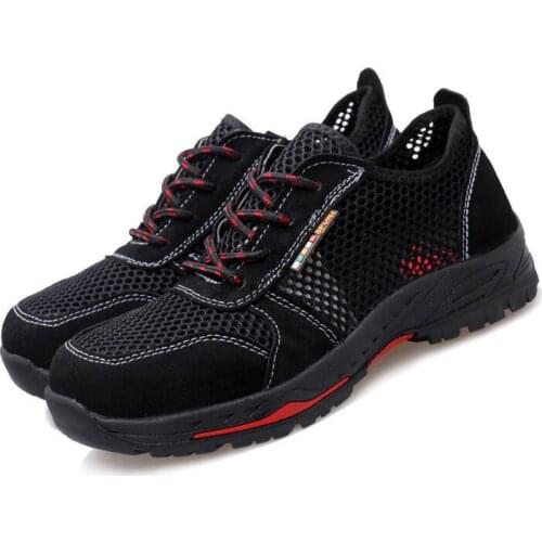 Men fashion breathable steel toe covers working safety shoes worker summer safe shoe platform tooling security boots protection