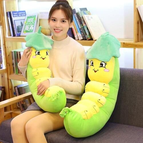 New Arrival 60-100CM Lovely Cute Soft Lotus Leaf Caterpillar Plush Toy Worm Pillow Stuffed Doll For Kids Friend Girl Gift