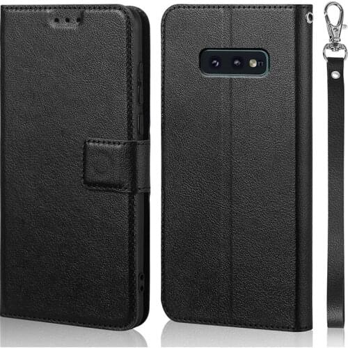 Luxury Flip Case For Samsung Galaxy S10E Cover Original Book Design Leather Phone Coque Wallet Capa Stand With Strap Card