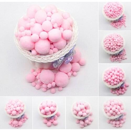 Pink Pompom 8mm 10mm 15mm 20mm 30mm Pom Poms Ponpon Crafts Supplies DIY for Kids Toy Garment Sewing Home Wedding Decorations 20g