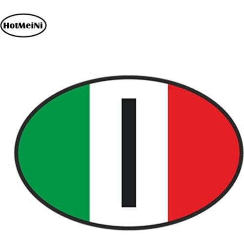 HotMeiNi 13x9.1cm Car StylingI Italy Country Code Oval With Italian Flag Car Sticker Decal Helmet Waterproof Bumper Accessories