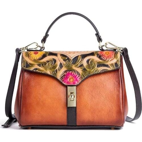 Real Cowhide Retro Bag 2021 New trendy fashion one-shoulder messenger bag high-quality female bag versatile luxury handbag