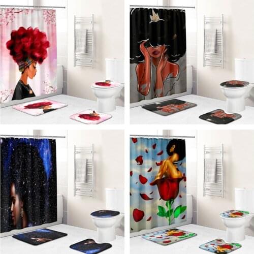 3D sexy mature girl pattern waterproof fabric bathroom curtain shower curtain cover non slip carpet toilet cover bath mat