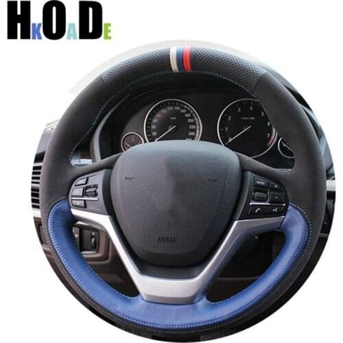 Hand-Sewing Genuine Leather Suede Car Steering Wheel Cover For BMW F25 X3 2011 2012 2013 2014 2015 F26 X4 2014 2015 2016