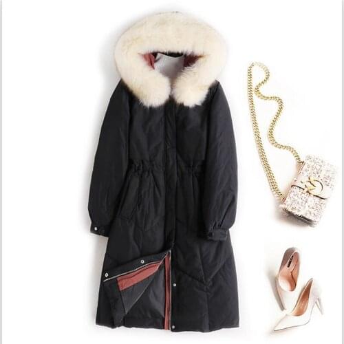 Women newest hooded long duck down female jacket Europe and America warm down coat lady oversize winter pure color down clothes
