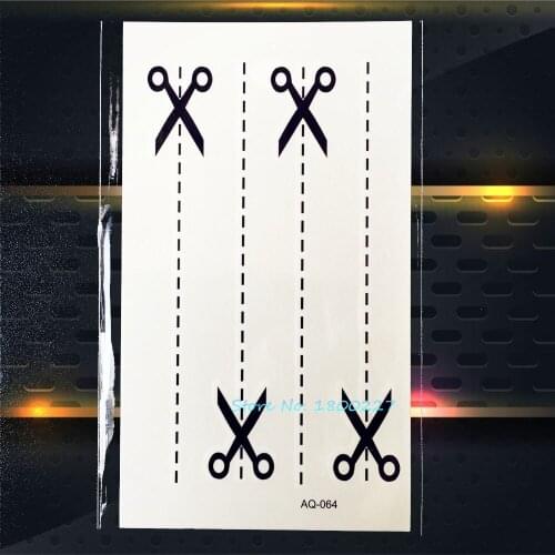 1PC Black Flash Tattoo Sticker Black Color PAQ-064 Scissors Temporary Tattoo School Children Design Tatouage Taty Girl Tattoos