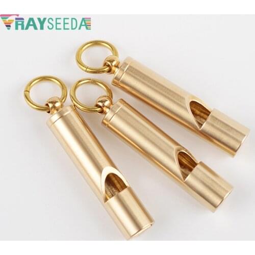 1pc Rayseeda Explorers Camping Emergency Survival Whistle High Quality Polishing Brass Mini Keychain Whistle Sports Referee Pipe